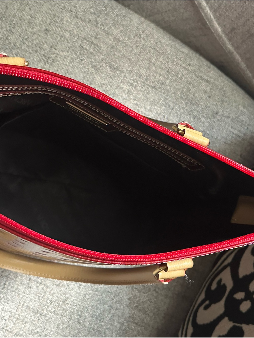 Arcadia Red Patent Tote with Tan Handles - Picture 5 of 5